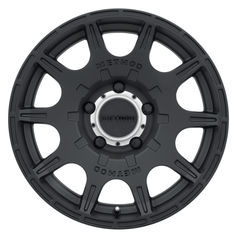 MR308 Roost 17x8.5 0mm Offset 5x5 71.5mm CB Matte Black Wheel - Click Image to Close