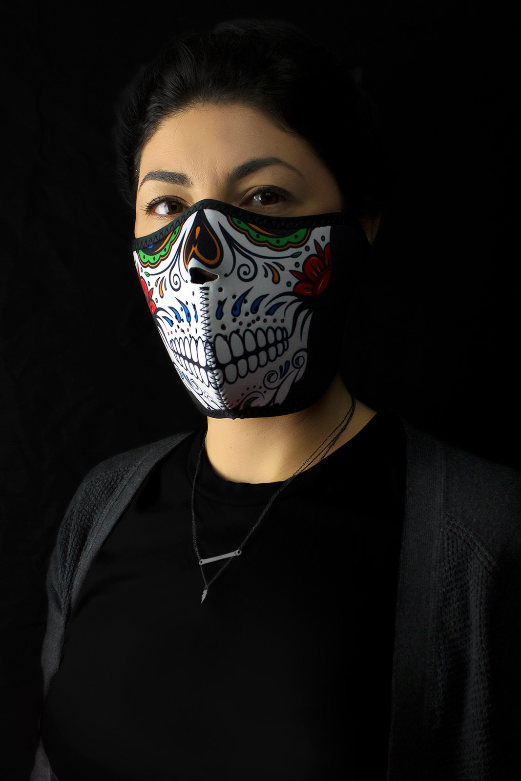 Half-Face Neoprene Mask - Neo Half Mask Muerte Skull - Click Image to Close