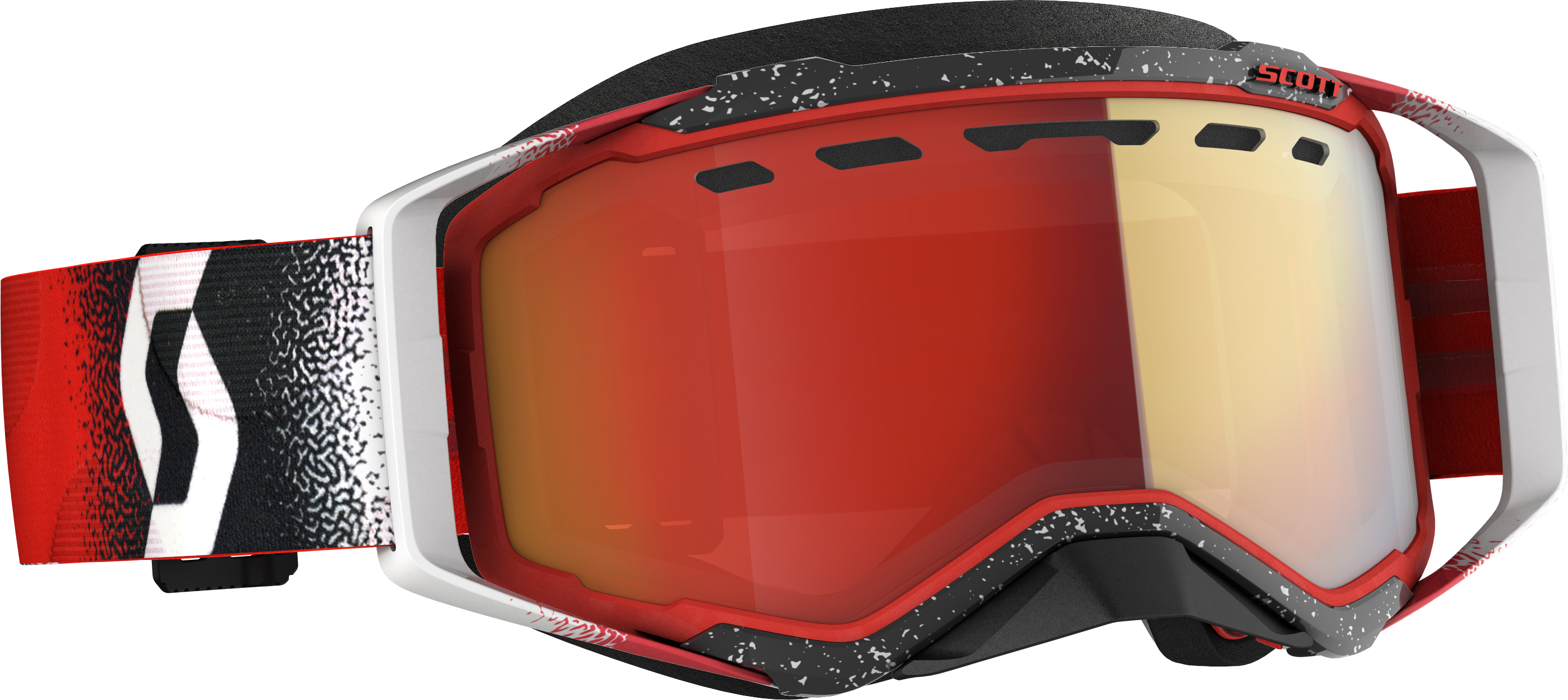 Prospect Snowcross Goggle White/Red w/ Enhancer Red Chrome Lens - Click Image to Close