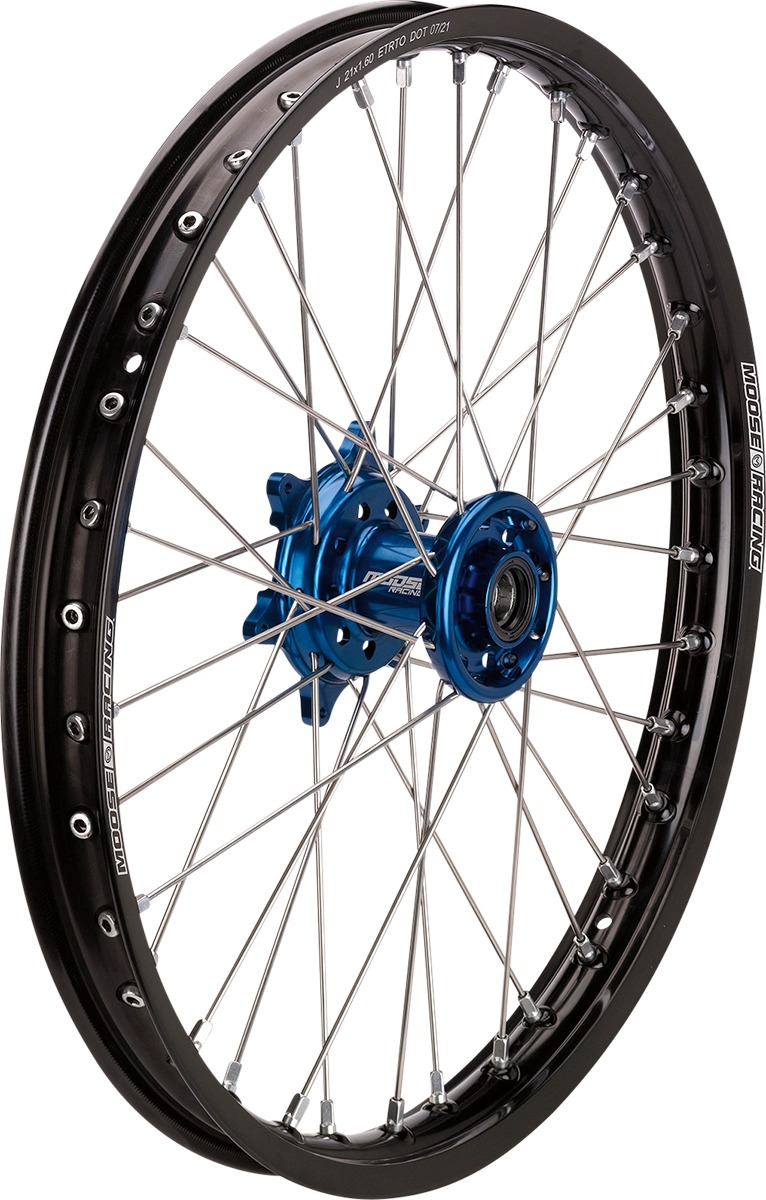 SX-1 Black Blue 1.60x21 Complete Front Wheel - For 2002+ Yamaha YZ, YZF, WR - Click Image to Close