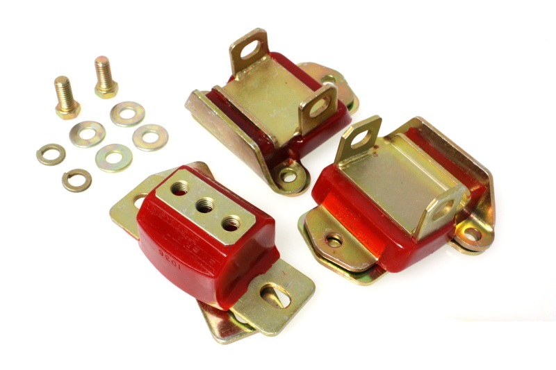 67-72 Camaro/64-72 Chevelle/63-82 Corvette Red Zinc 2 Engine & 1 Trans Mount Set - Click Image to Close