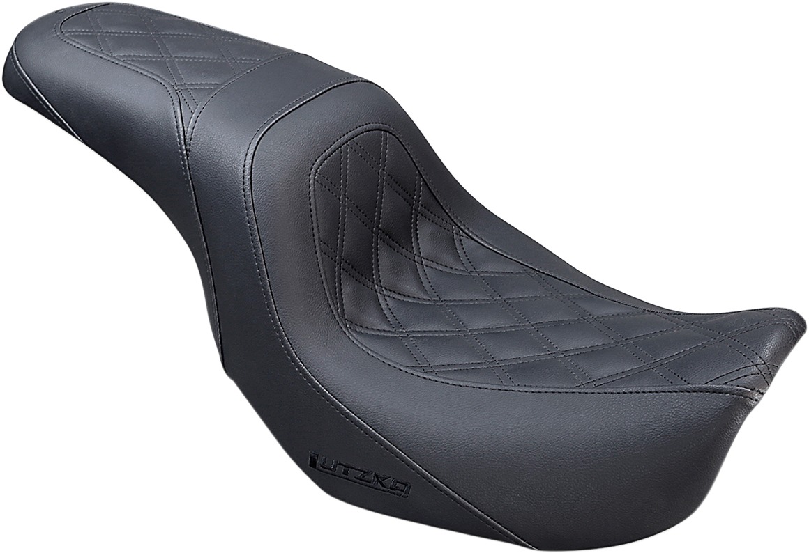 Lattice Stitched 2-Up Seat - Black - For 06-17 Harley Dyna - Click Image to Close