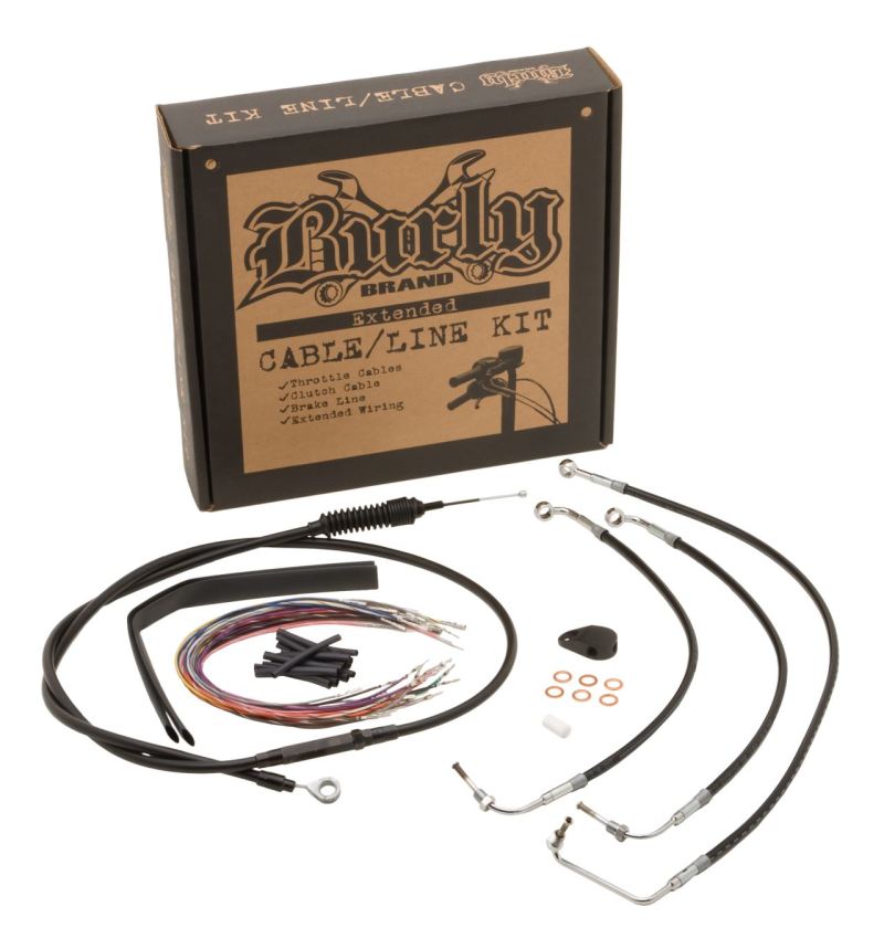 Extended Black Control Cable Kit for 18" Gorilla Bars - Click Image to Close