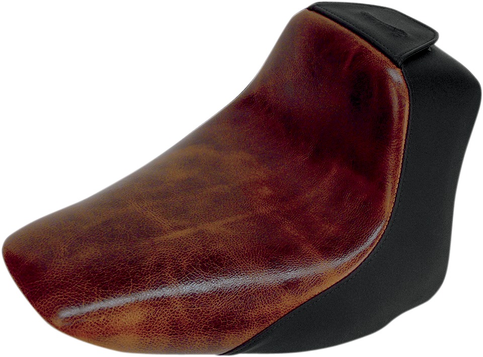 Renegade Lariat Plain Leather Solo Seat Brown Gel Low - For FLSTN FLSTC - Click Image to Close