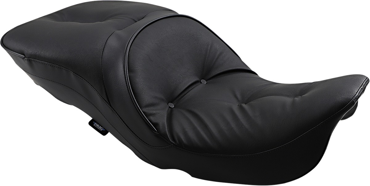 Touring Pillow Leather 2-Up Seat Black Low 1" - For 97-07 Harley FLH FLTR - Click Image to Close