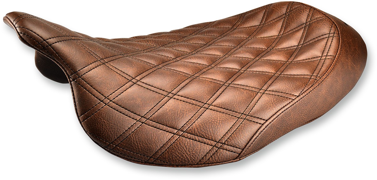 Renegade Lattice Stitched Solo Seat Brown Gel - For Harley FLH FLT - Click Image to Close