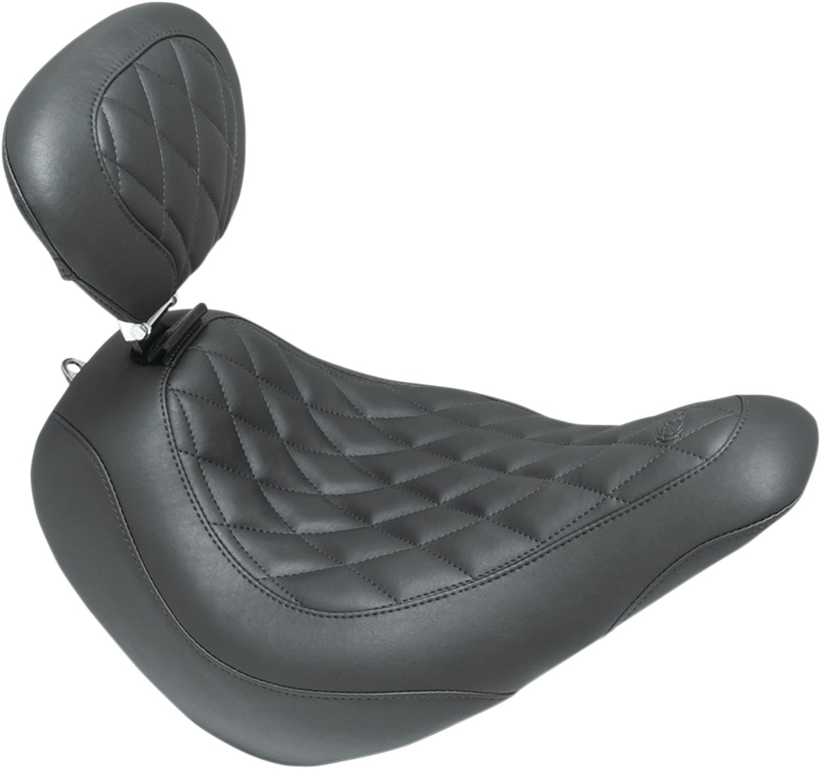 Tripper Diamond Wide Solo Seat w/Backrest - For 18-19 HD FLSB FXLR - Click Image to Close