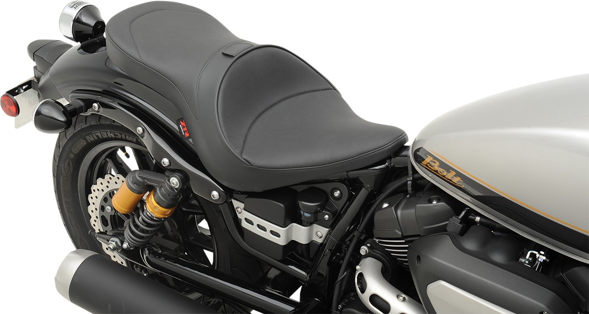 Mild Stitched Vinyl 2-Up Seat Black Low - For 13-19 Yamaha XVS950 Bolt - Click Image to Close