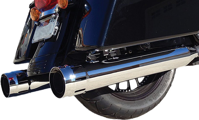 Loose Cannon Chrome 4" Dual Slip On Exhaust - For 95-16 HD Touring - Click Image to Close