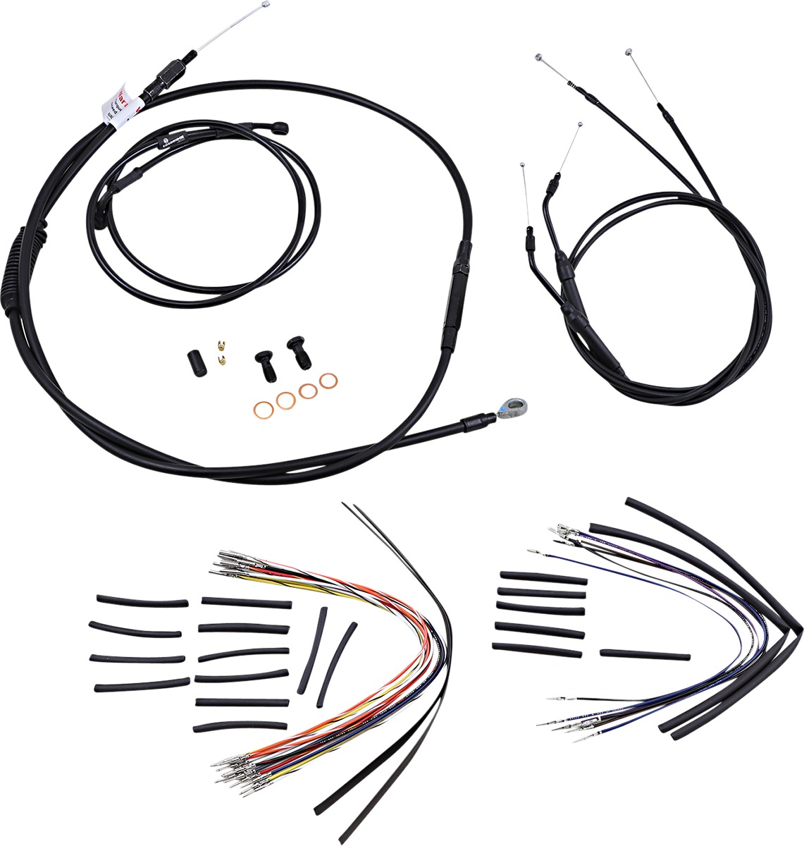 Extended Black Control Cable Kit 16" tall bars - For 2006 HD Dyna Wide Glide - Click Image to Close