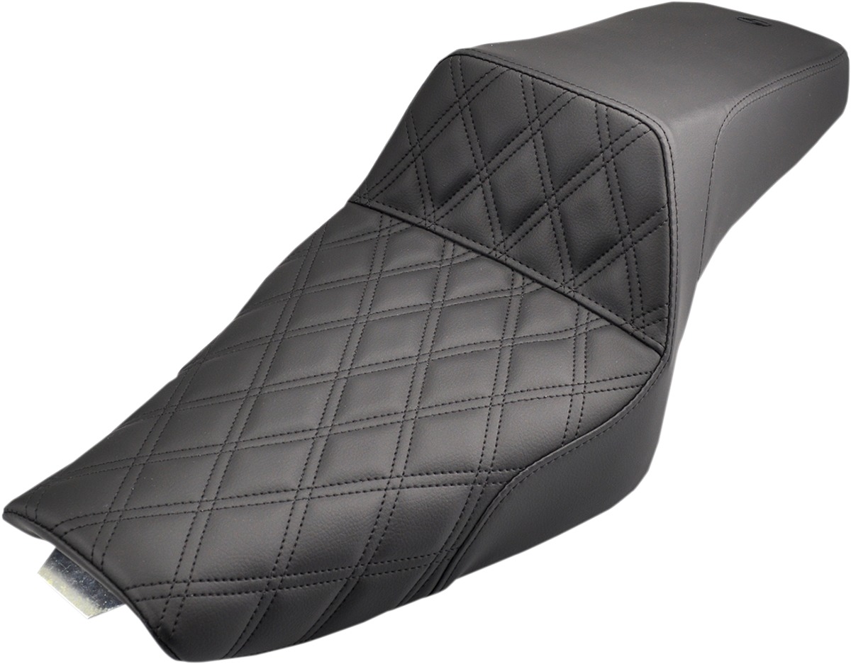 Step-Up Front Lattice Stitch 2-Up Seat - Black - For 05-20 Harley XL w/ 3.3 gal tank - Click Image to Close