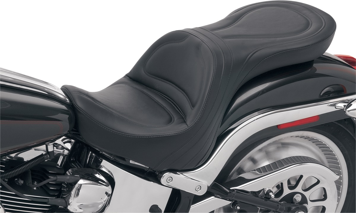 Explorer Stitched 2-Up Seat Black Gel - For 00-07 Harley FXSTD Deuce - Click Image to Close