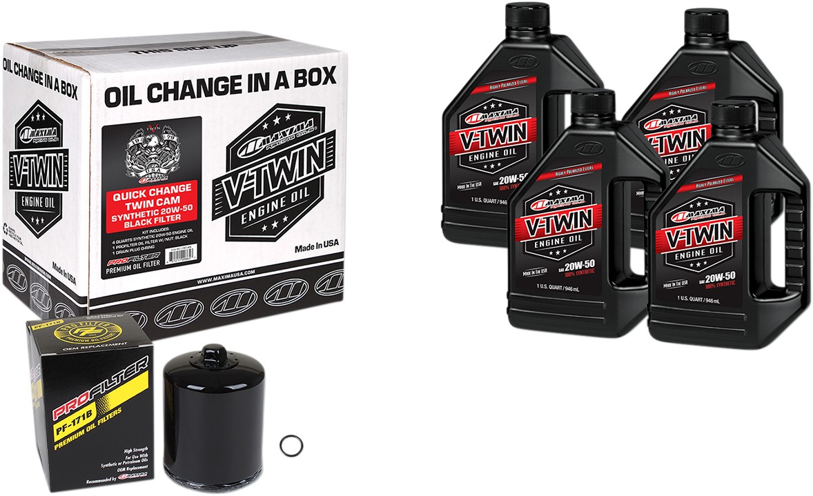 V-Twin Quick Change Kit Synthetic w/ Black Filter Twin Cam - Click Image to Close