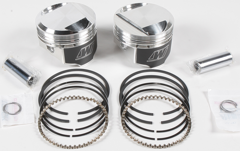 V-Twin Piston Kit 10:1 Compression - 3.498in Bore (STD) - For 84-99 Harley Touring Softail Dyna - Click Image to Close