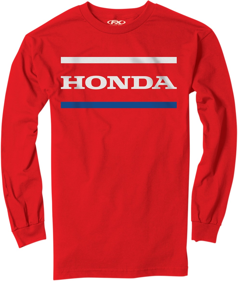 Men's Honda Stripes Long Sleeve Tee - Honda Stripes Ls Tee Red Md - Click Image to Close