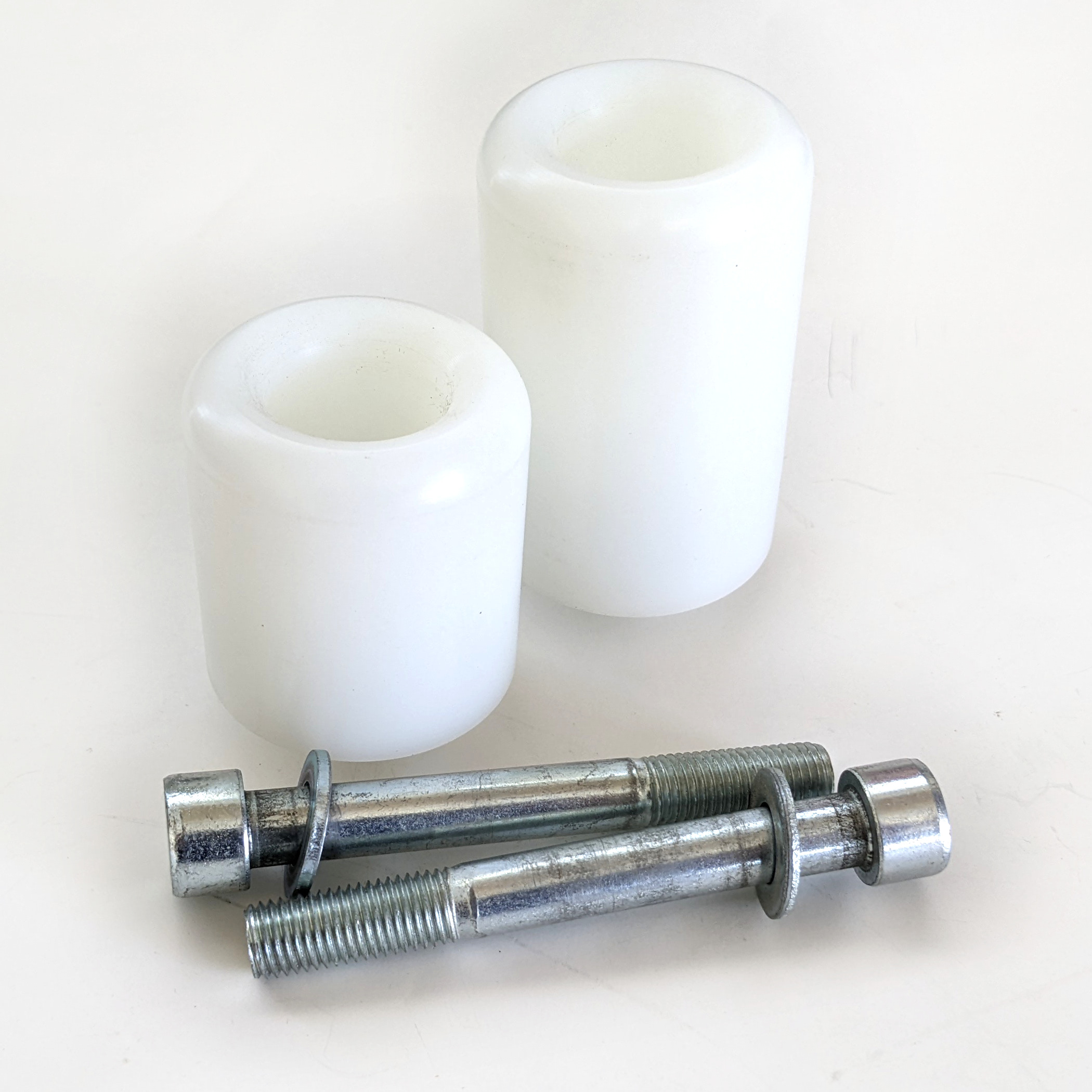 No Cut White Frame Sliders - For 04-10 Yamaha FZ6 - Click Image to Close