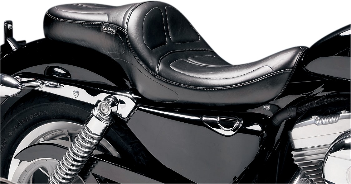 Maverick Stitched Vinyl 2-Up Seat Black Foam - For 04-20 Harley XLC - Click Image to Close