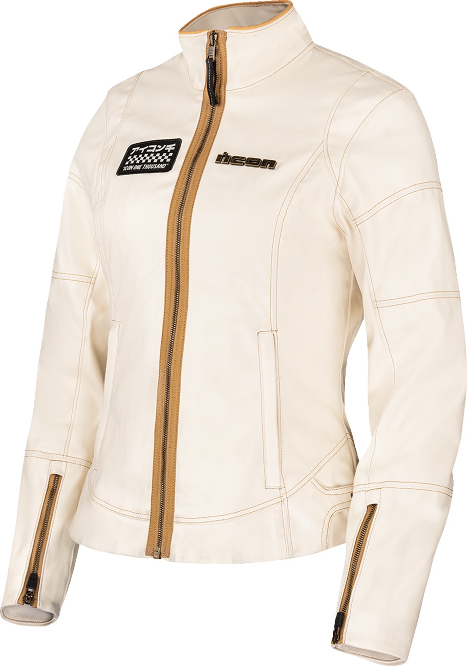 ICON Women's Tuscadero3 Jacket XL Gold/White - Premium women's riding jacket - Click Image to Close