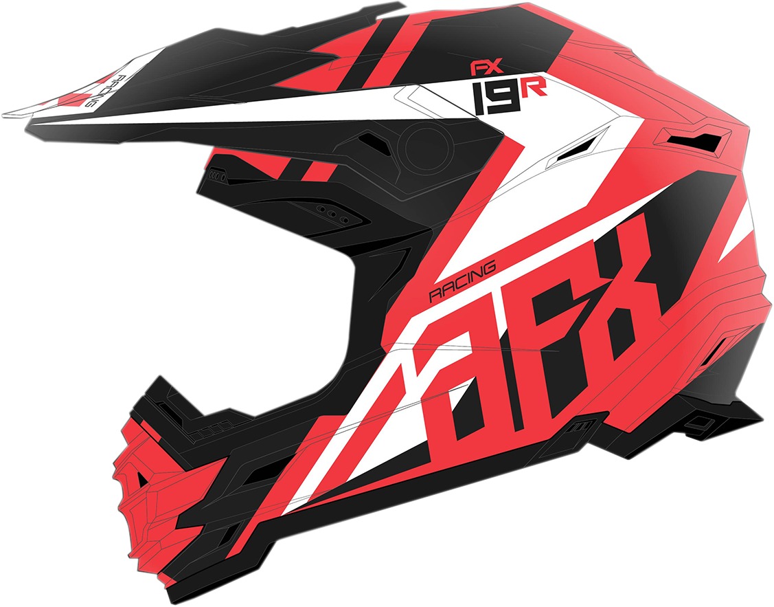 FX-19R Racing Full Face Offroad Helmet Matte Red/White Large - Click Image to Close