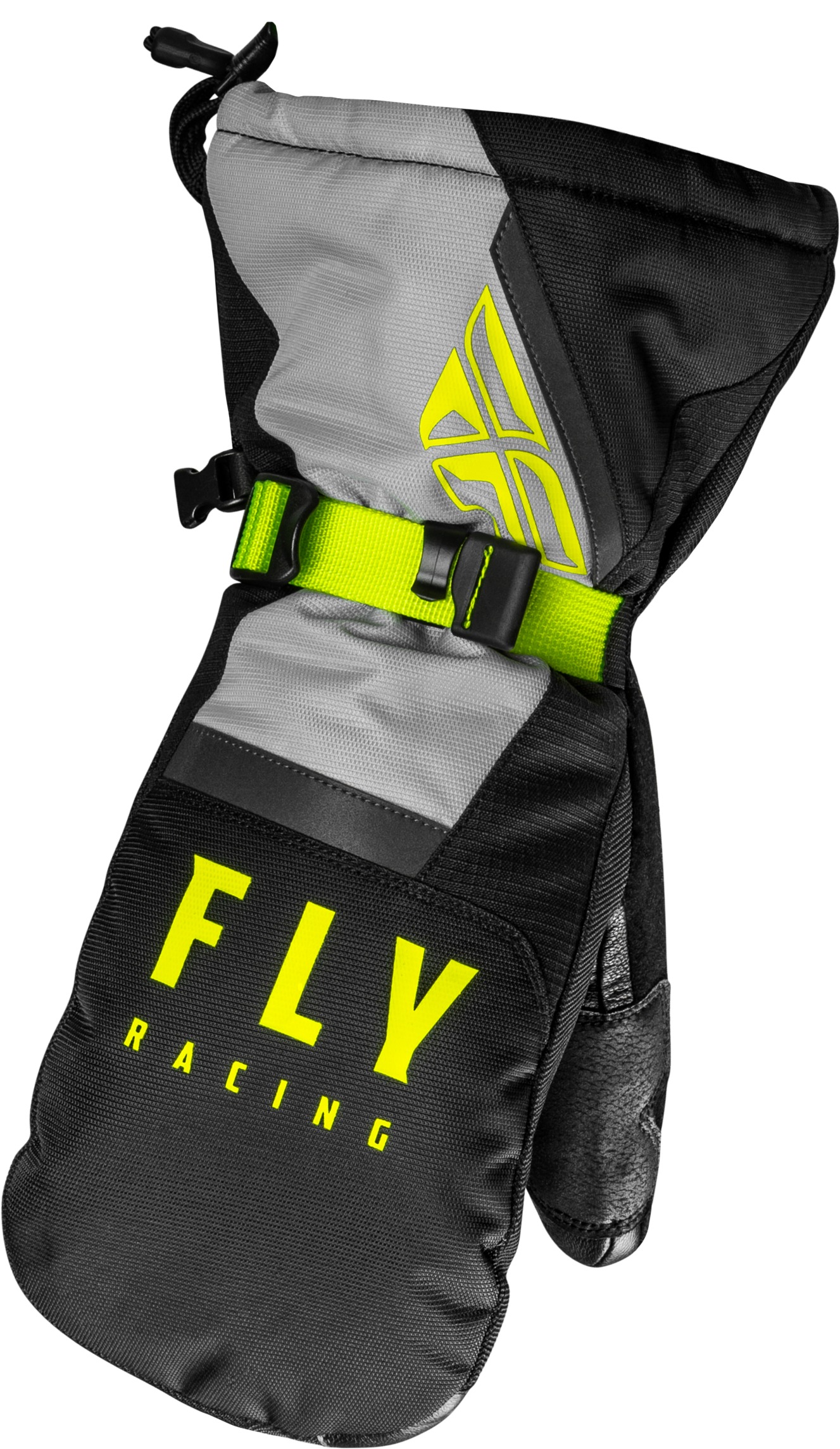 Fly Racing Cascade Mittens Black/Grey/Hi-Vis XL - Weatherproof mittens with high-vis design - Click Image to Close