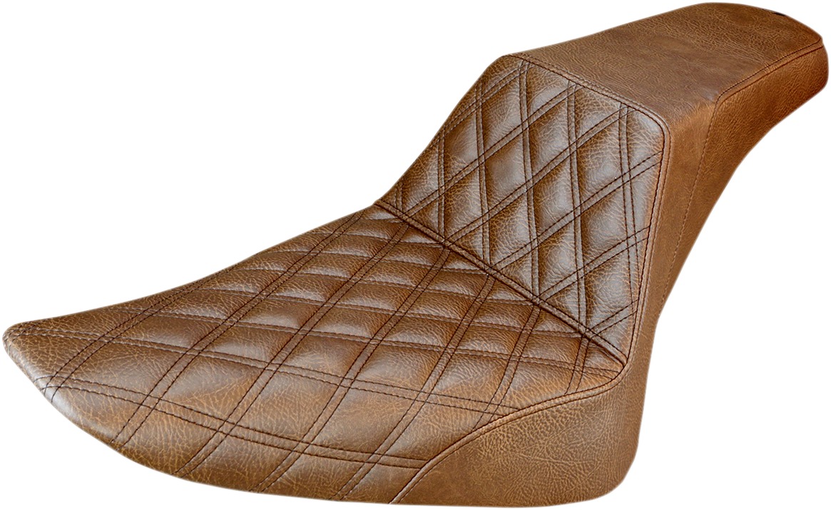 Step-Up Diamond 2-Up Seat Brown - For 12-17 HD FLS Softail Slim - Click Image to Close