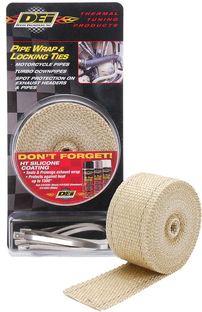 Exhaust Pipe Wrap & Locking Ties (Tan) - Click Image to Close