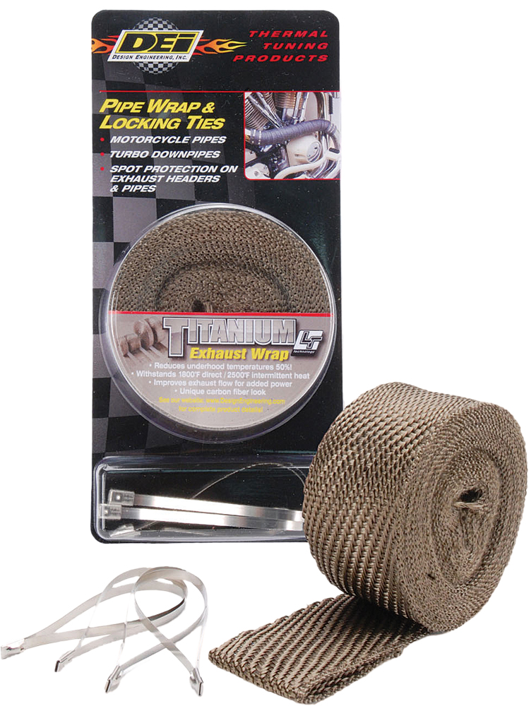 Exhaust Pipe Wrap & Locking Ties (Titanium) - Click Image to Close