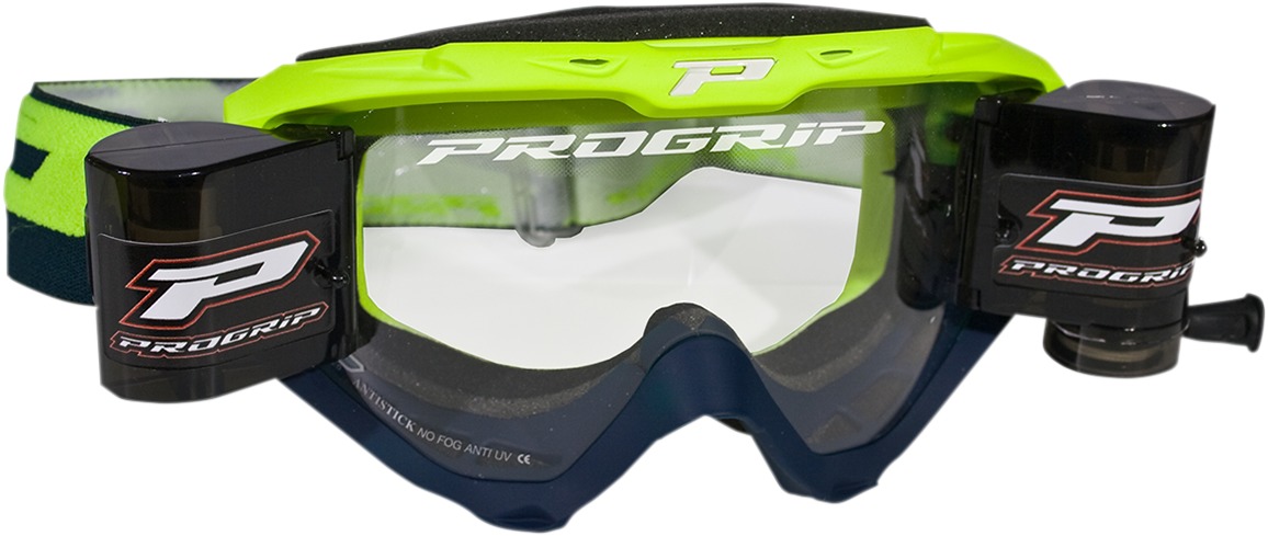 3450 Yellow / Navy Riot Goggles - Light Sensitive Lens w/ Roll-Off System - Click Image to Close