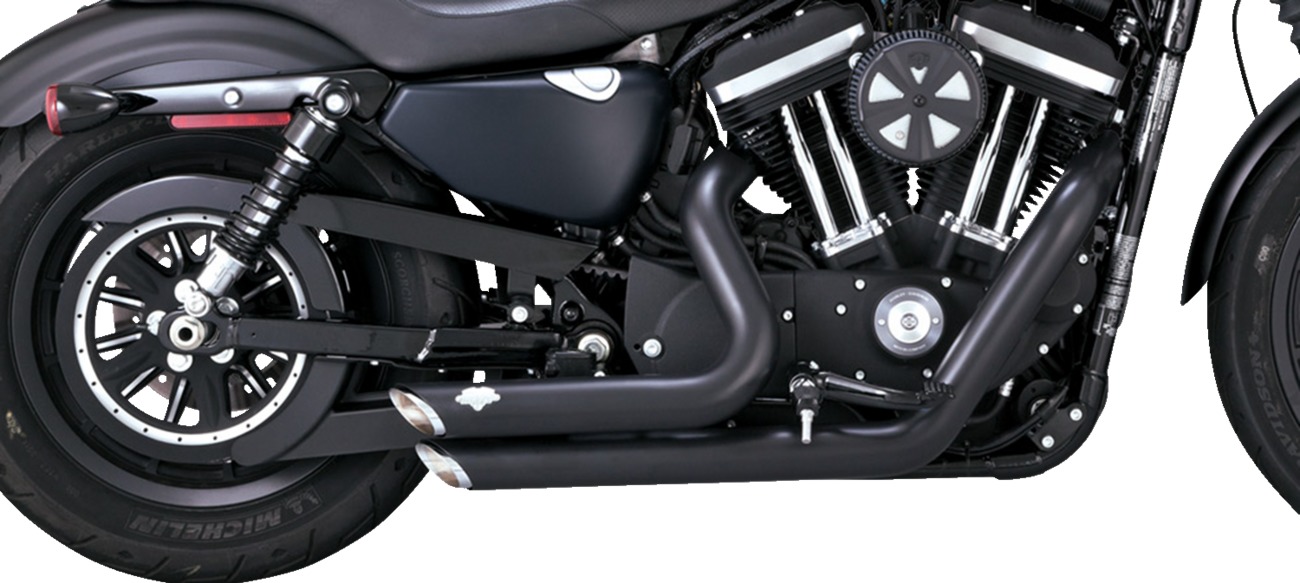 Shortshots Staggered Black Full Exhaust - Fits 14-22 Harley Davidson XL1200/XL883 Models - Click Image to Close