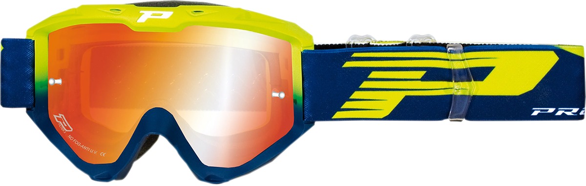 3450 Yellow / Navy Riot OTG Goggles - Dual Mirrored Lens - Click Image to Close