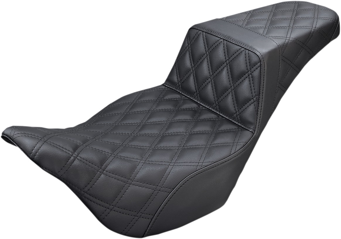 Step-Up Full Lattice Stitch 2-Up Seat Black Gel - For Harley FLH FLT - Click Image to Close