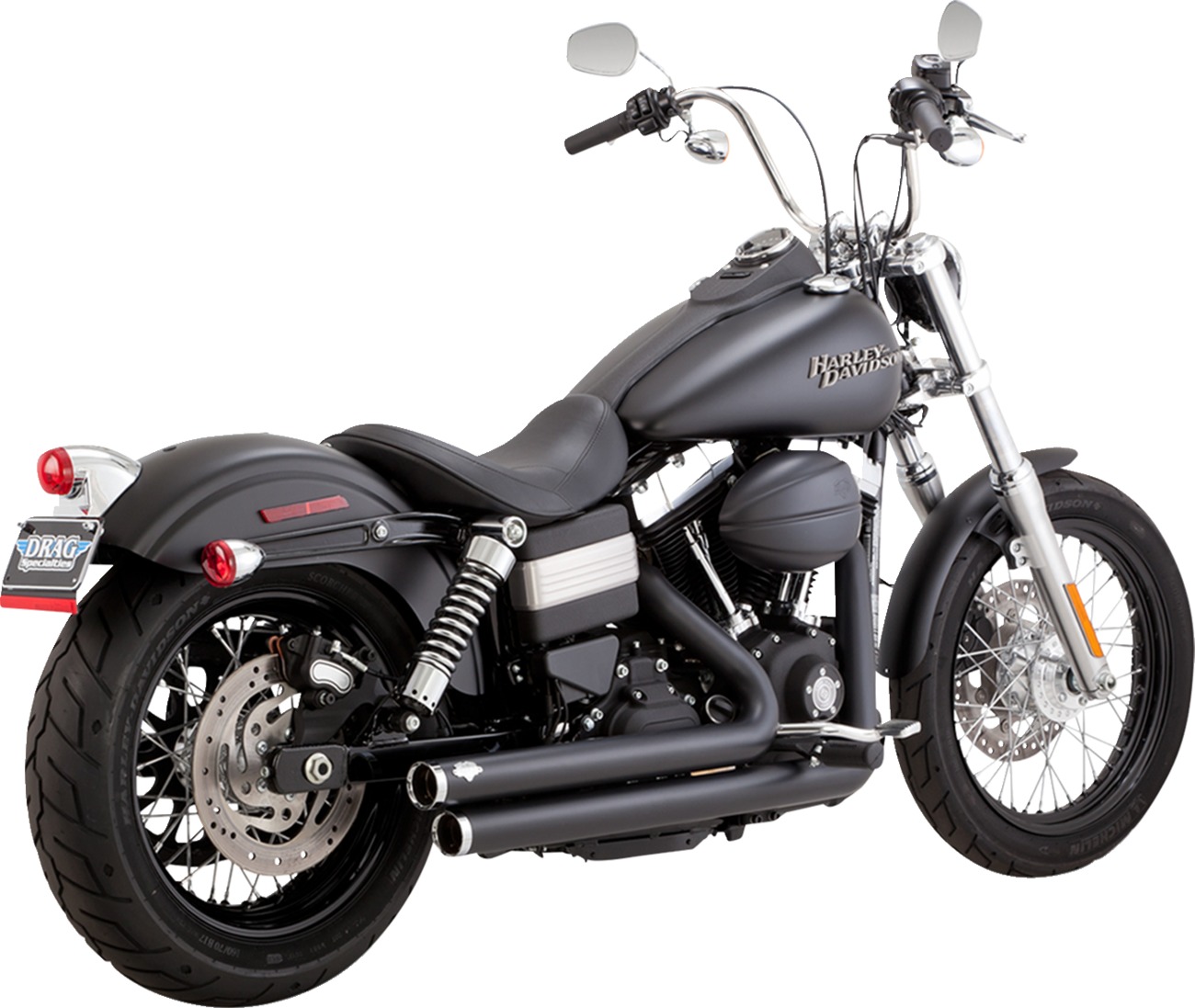 Vance & Hines HD Dyna 06-17 Bigshots Staggered Black PCX Full System Exhaust - Click Image to Close