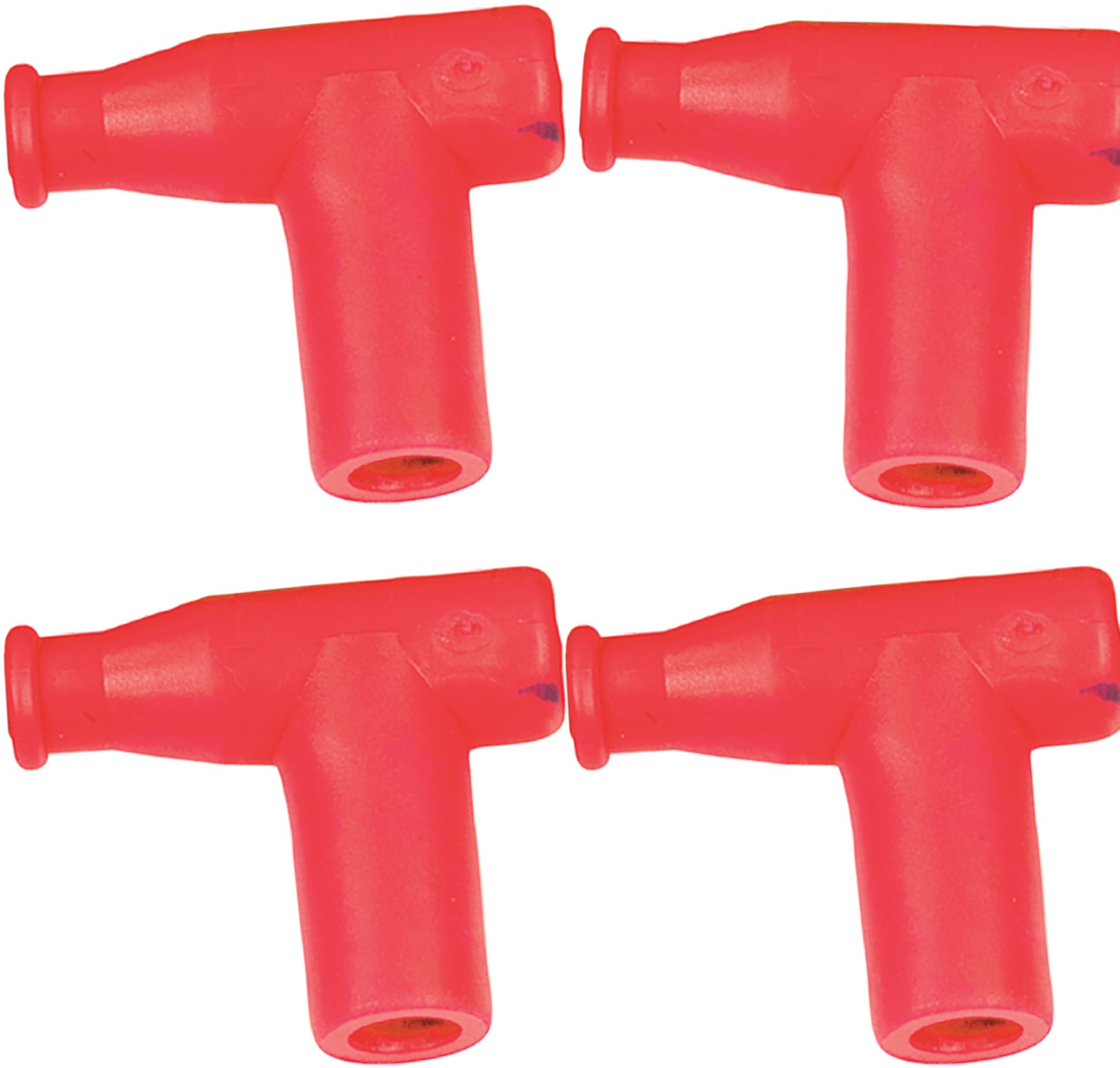 T Type Spark Plug Cap / Boot Red, 5k Ohm 4-Pack - Replaces NGK 8636 & TB05EMA - Click Image to Close