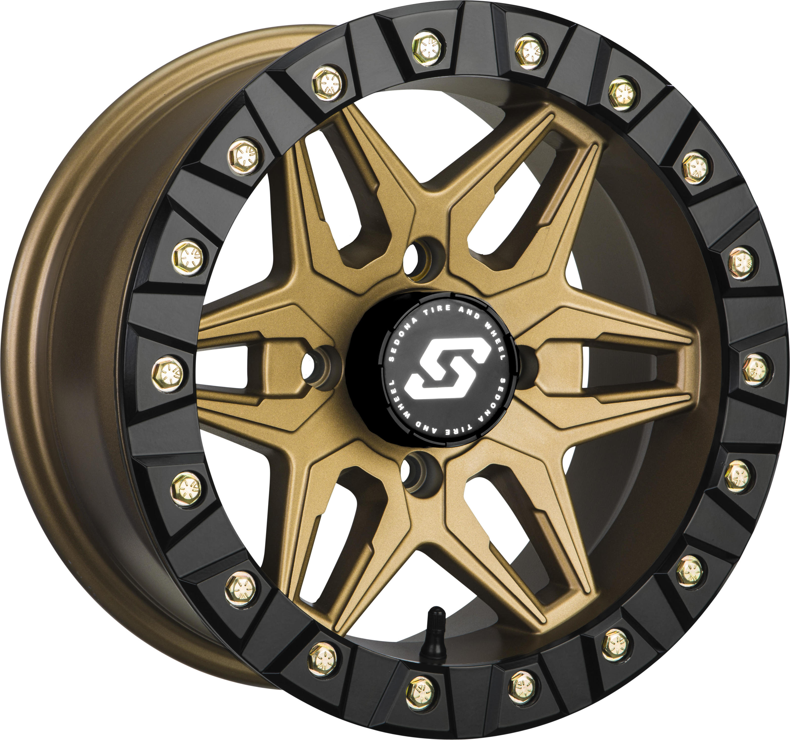 Split 6 Beadlock Wheel Bronze/Black 4/110 14X7 5+2 - Click Image to Close