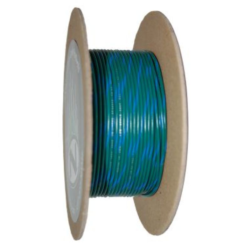 Green / Blue 18 Gauge OEM Color Match Primary Wire - 100' Spool - Click Image to Close