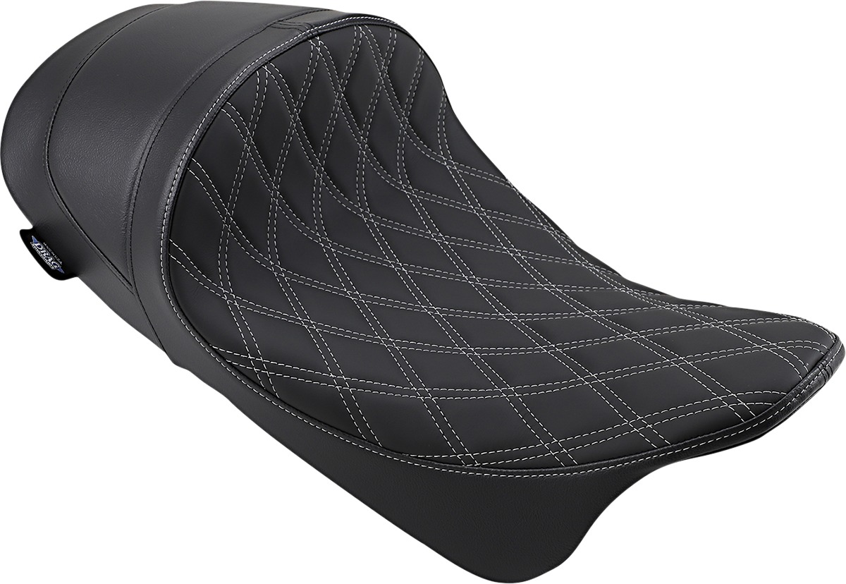 Diamond EZ-On Solo Seat Black/Silver Low & Forward - For 08-20 HD FLH FLT - Click Image to Close