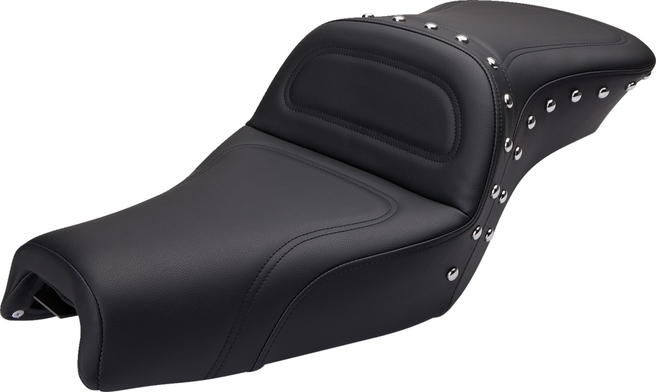 Explorer Special Studded 2-Up Seat Black Gel - For 04-20 Harley XL w/ 4.5 Gal Tank - Click Image to Close