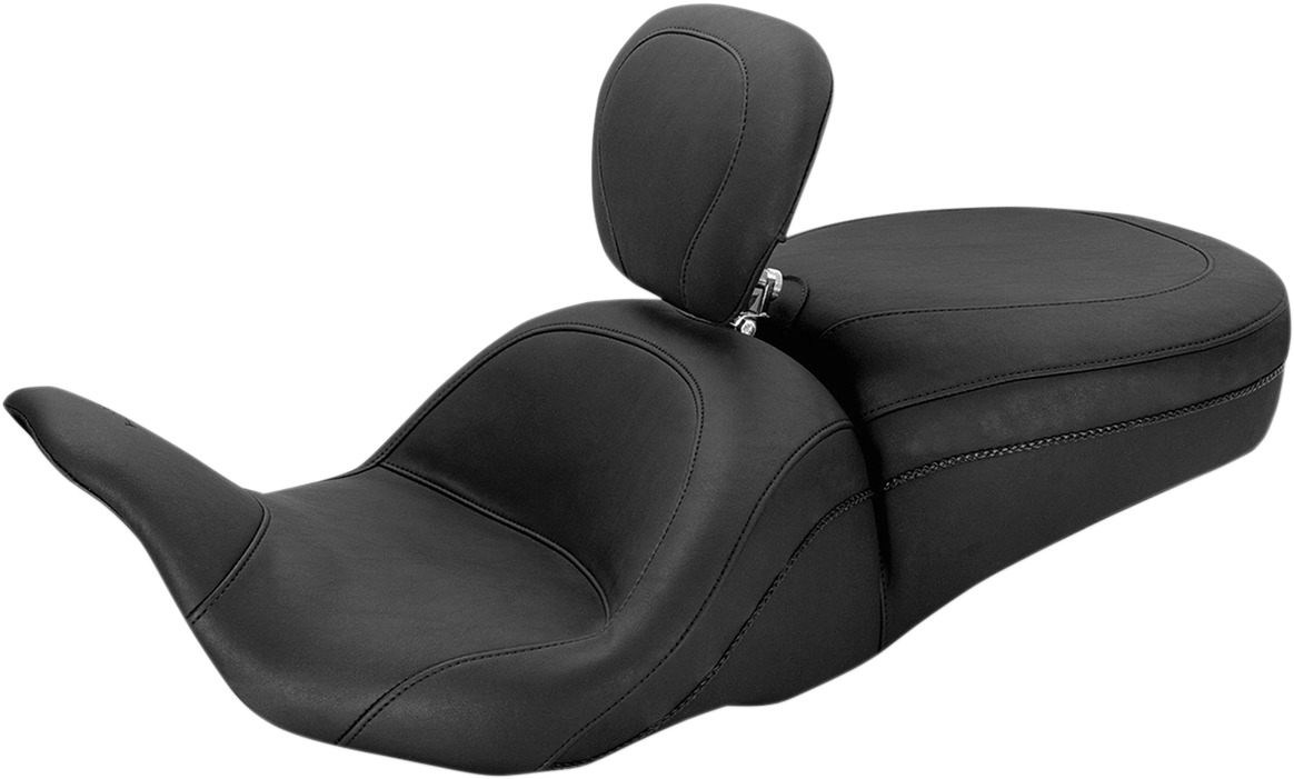 Lowdown Plain Vinyl 2-Up Seat w/Backrest - For 08-20 Harley FLH FLT - Click Image to Close