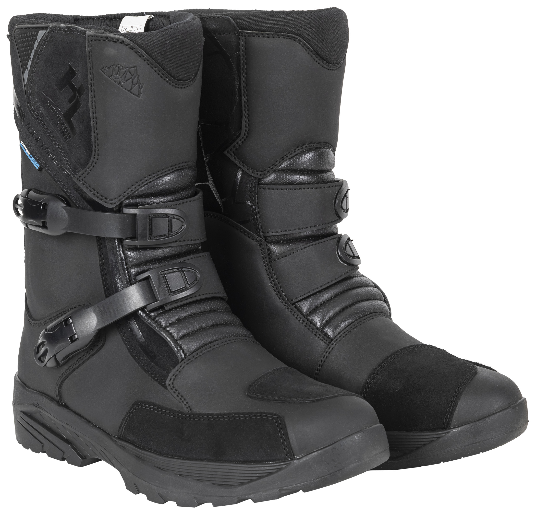 Black Trailblazer Adventure Motorcycle Boot Size 9 - Mid-Calf Waterproof Adventure Touring Boots - Click Image to Close