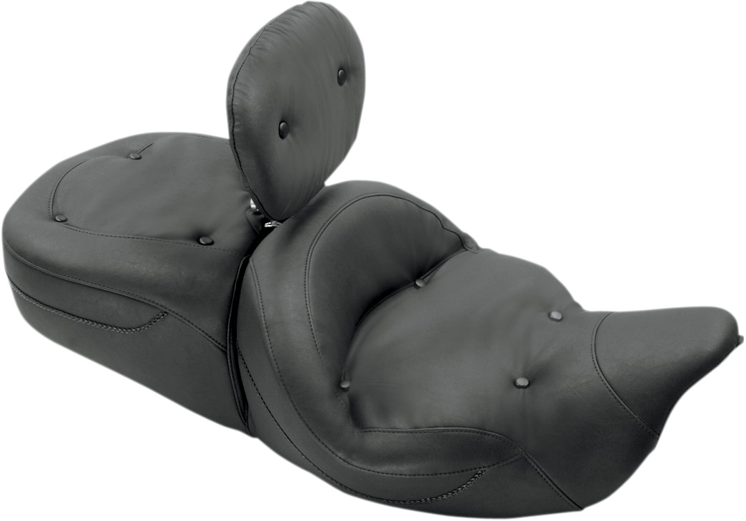 Super Touring Plain Vinyl 2-Up Seat Backward w/Backrest - For 08-20 FLH FLT - Click Image to Close