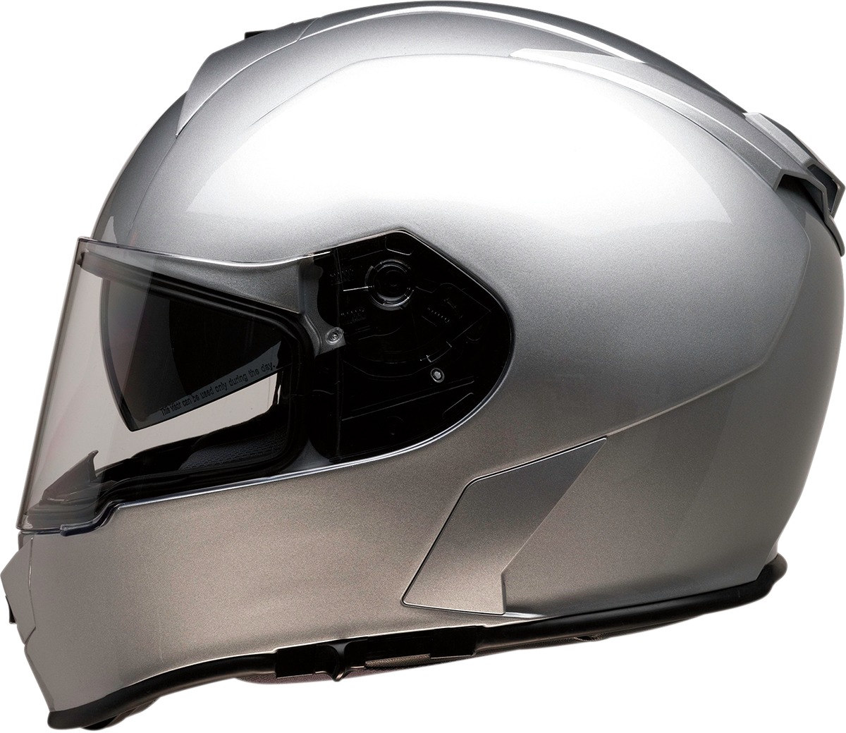 Warrant Solid Full Face Street Helmet Gloss Silver 2X-Large - Click Image to Close