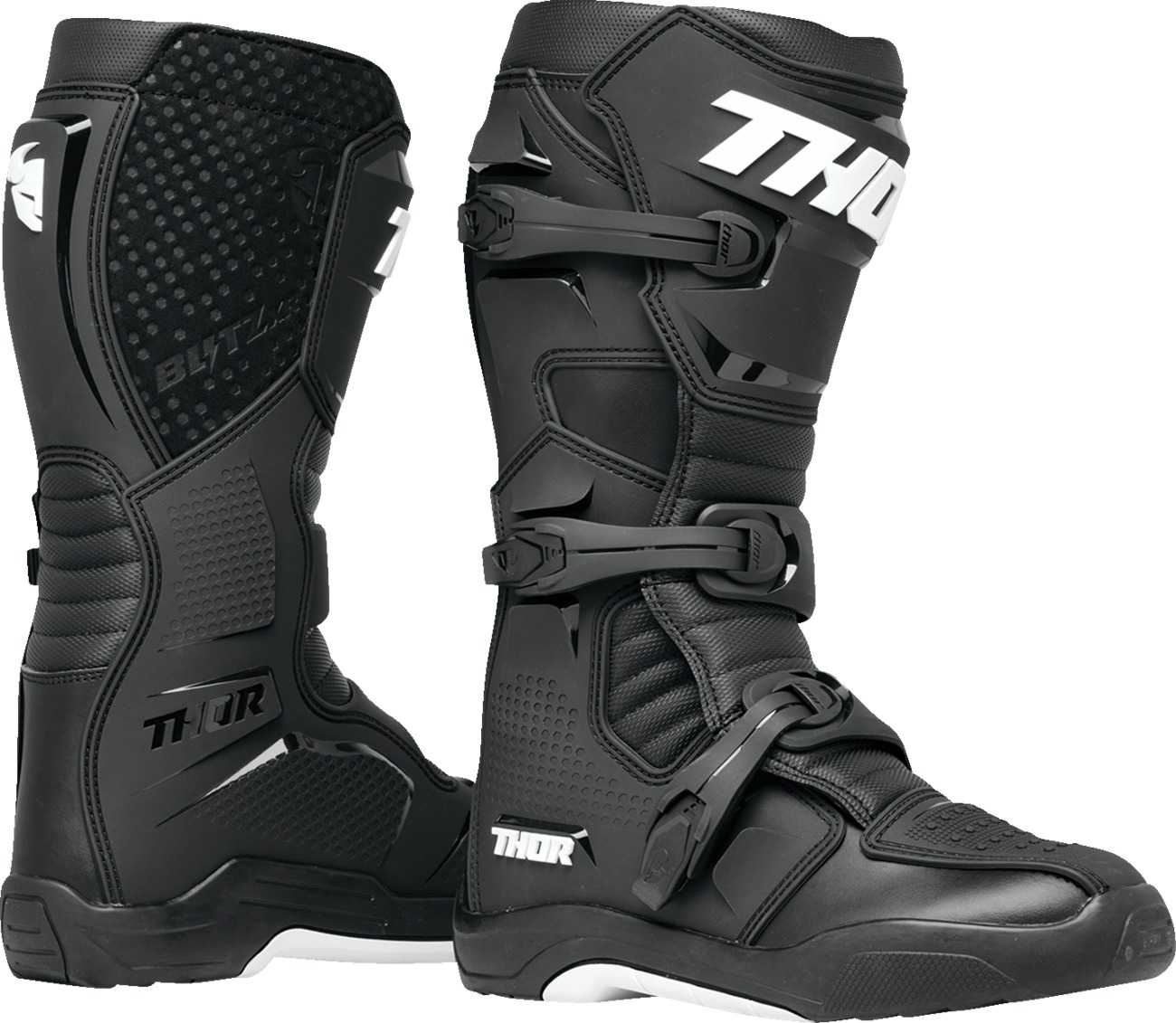 THOR Blitz XR Boots Black/White Adult Size 9 - Off-road riding boots for adults - Click Image to Close