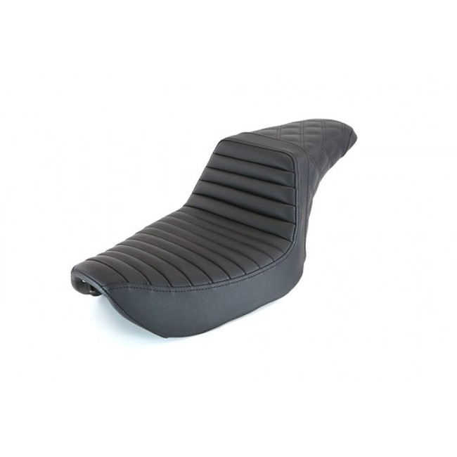 Step-Up Tuck and Roll 2-Up Seat - Black - For 96-03 Harley Dyna - Click Image to Close