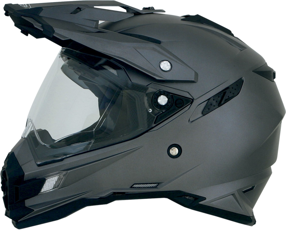 FX-41DS Full Face Dual-Sport Helmet Gloss Gray Large - Click Image to Close