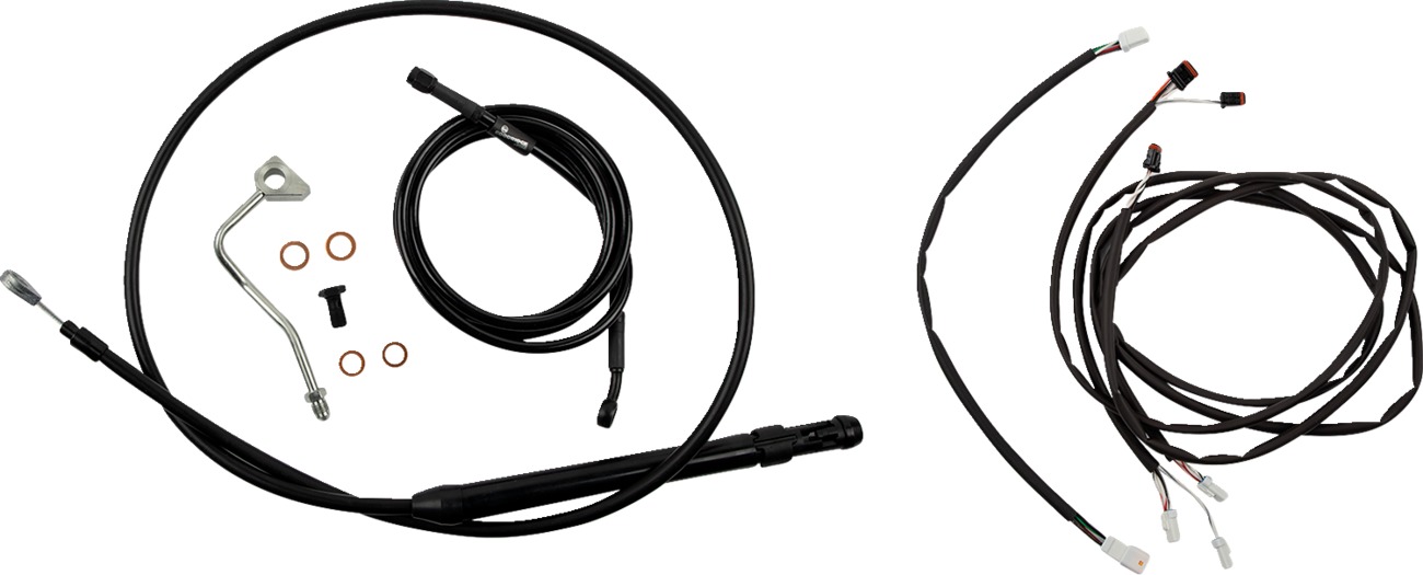 Extended Black Control Cable Kit for 15" Bagger Bars - Fits 21-23 Harley Davidson Touring Models - Click Image to Close