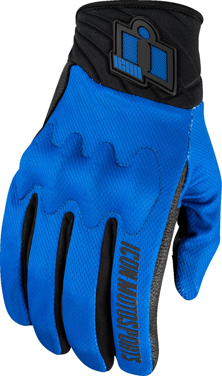 ICON Anthem3 Gloves Men's XL Black/Blue - Short cuff sport riding gloves - Click Image to Close