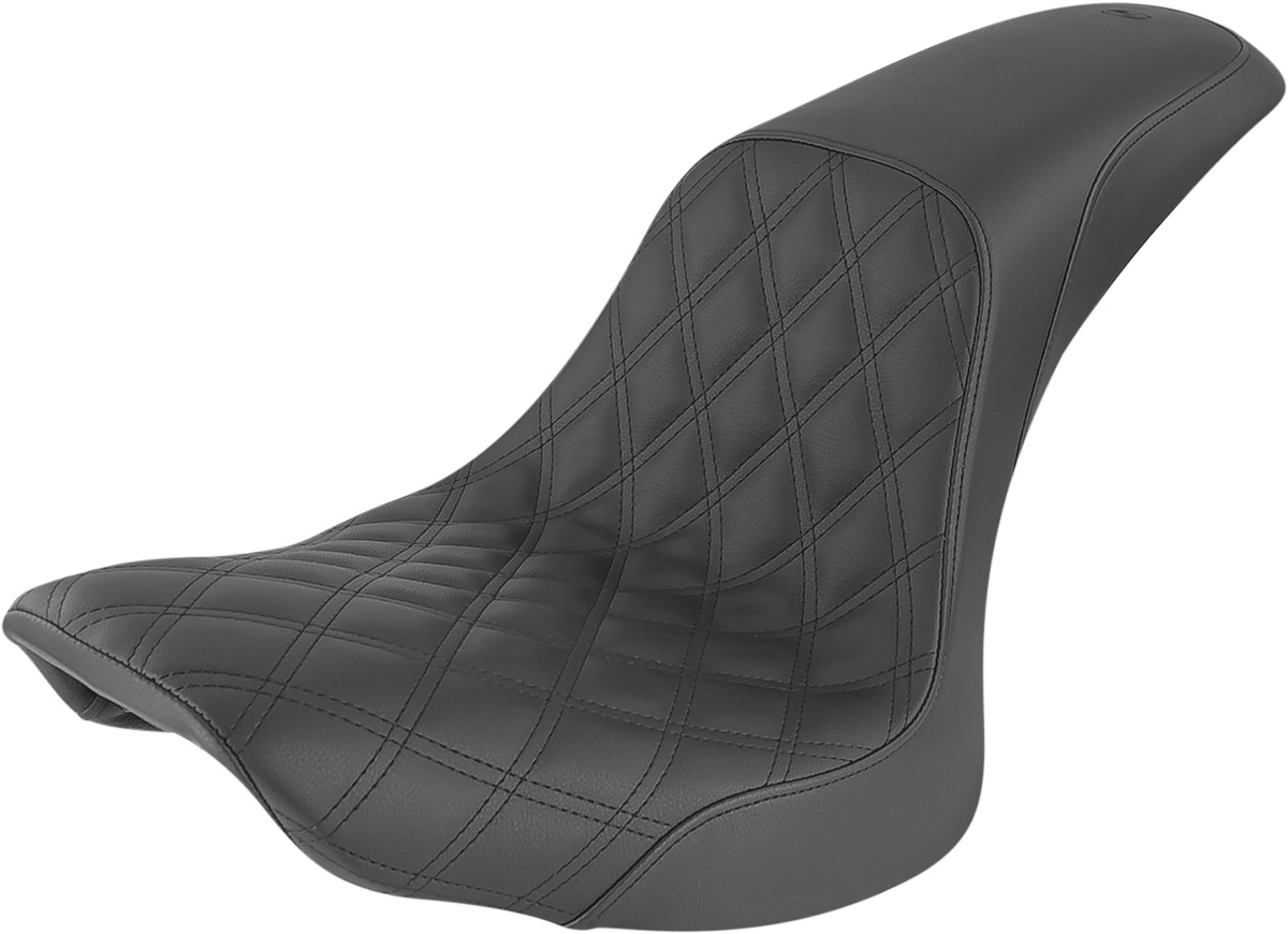 Profiler Lattice Stitched 2-Up Seat - Black - For 06-17 Harley FLSTC - Click Image to Close