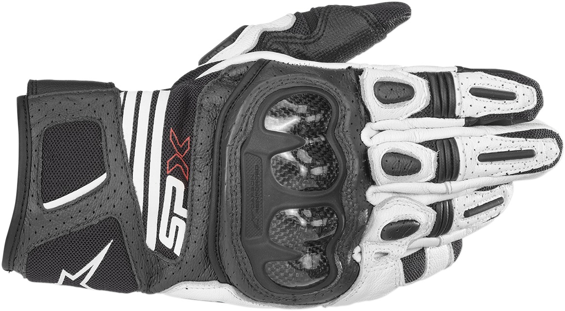 SPX Air Carbon V2 Motorcycle Gloves Black/White 3X-Large - Click Image to Close