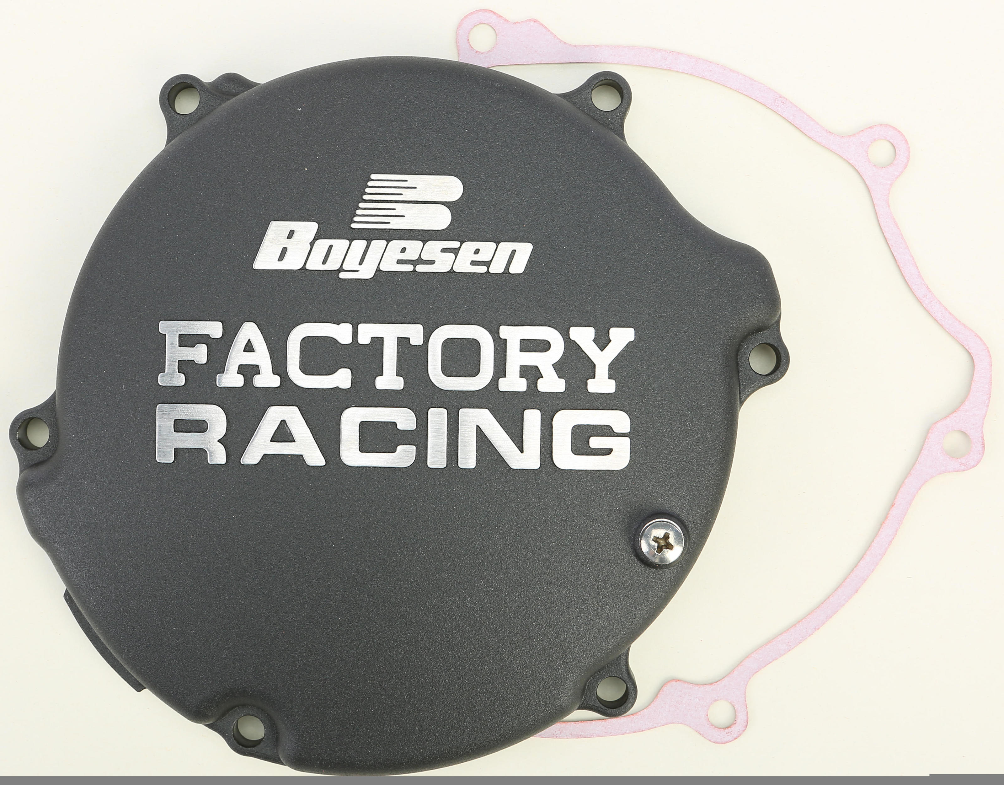 Black Factory Racing Clutch Cover - For 94-02 Kawasaki KX125 - Click Image to Close