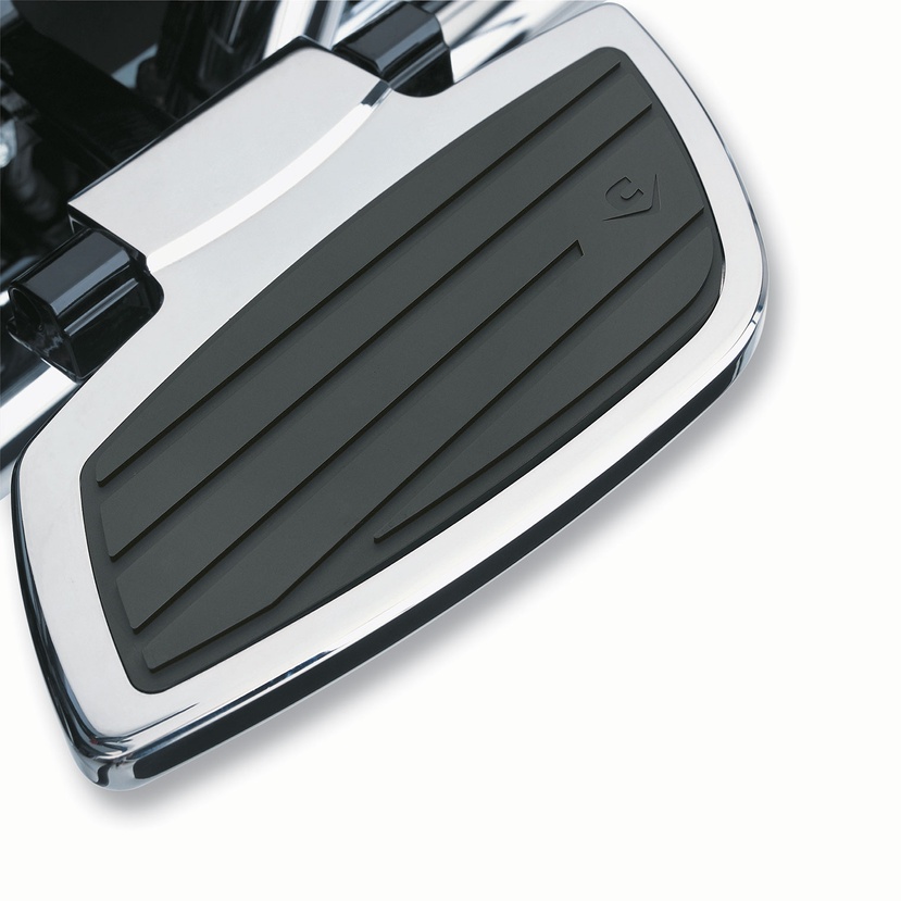 Swept Passenger Floorboards Chrome/Black - For 07-15 Yamaha XVS1300 V-Star - Click Image to Close